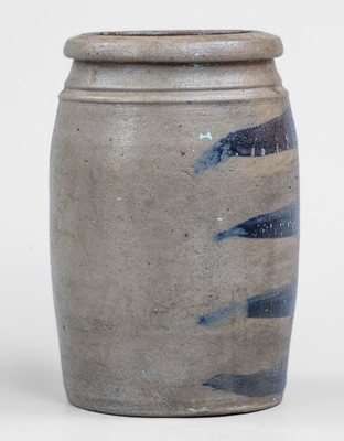 Western PA Stoneware Jar w/ Cobalt Stripe Decoration, c1880