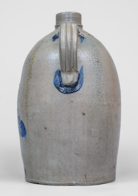 Western PA Stoneware Jug w/ Elaborate Freehand Cobalt Decoration, c1870