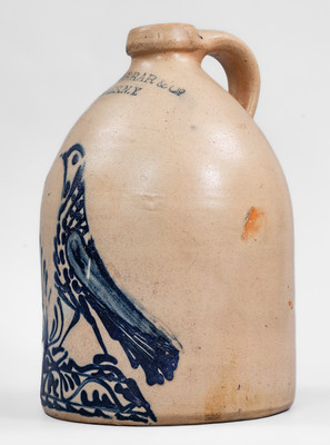 Fine W.H. FARRAR & Co. / GEDDES, N.Y. Stoneware Jug w/ Elaborate Bird Decoration