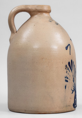 Fine W.H. FARRAR & Co. / GEDDES, N.Y. Stoneware Jug w/ Elaborate Bird Decoration