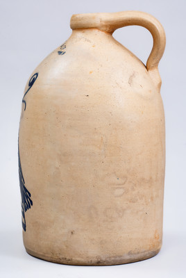 Exceptional W.H. FARRAR & Co. / GEDDES, N.Y. Stoneware Jug w/ Elaborate Bird and Floral Motif
