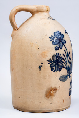 Exceptional W.H. FARRAR & Co. / GEDDES, N.Y. Stoneware Jug w/ Elaborate Bird and Floral Motif