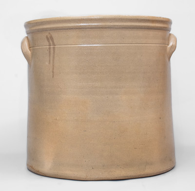 Scarce A.O. WHITTEMORE. / HAVANA. N.Y. 5 Gal. Stoneware Crock w/ Cobalt House Decoration