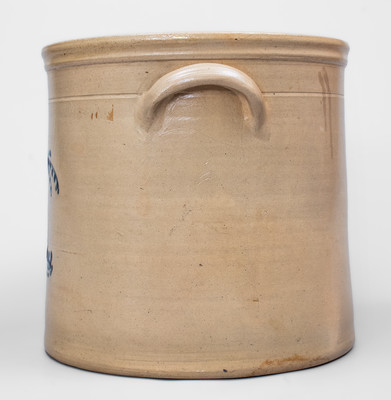 Scarce A.O. WHITTEMORE. / HAVANA. N.Y. 5 Gal. Stoneware Crock w/ Cobalt House Decoration