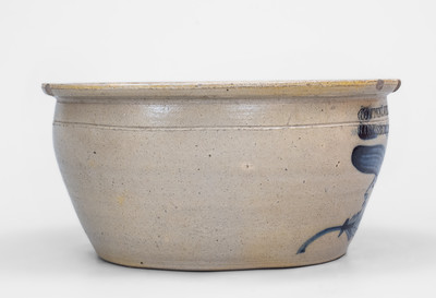 Very Rare COWDEN & WILCOX / HARRISBURG, PA Stoneware Bowl w/ Cobalt Man-in-the-Moon Decoration