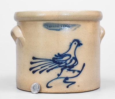 WHITES UTICA, New York Stoneware Bird Crock, c1865
