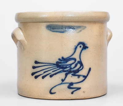 WHITES UTICA, New York Stoneware Bird Crock, c1865