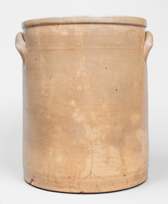 Six-Gallon WHITE S UTICA, NY Stoneware Crock w/ Elaborate Cobalt Floral Decoration, c1860