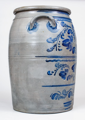 Fine 12 Gal. Greensboro, PA Stoneware Jar w/ Profuse Freehand Floral Decoration