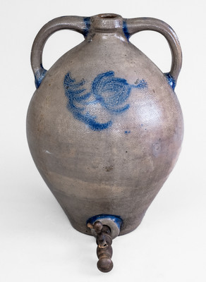 New York State Stoneware Water Cooler w/ Cobalt Floral Decoration, c1825