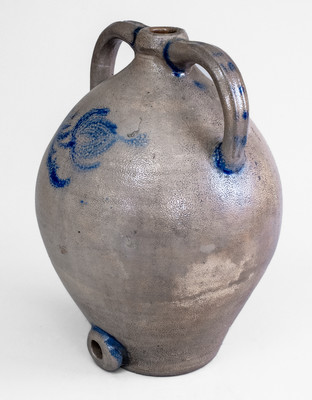 New York State Stoneware Water Cooler w/ Cobalt Floral Decoration, c1825