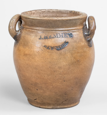 Scarce J. REMMEY / NEW-YORK, John Remmey III, Manhattan, NY Stoneware Jar, early 19th century