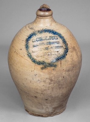C. CROLIUS / MANUFACTURER / MANHATTAN-WELLS / NEW-YORK Stoneware Jug
