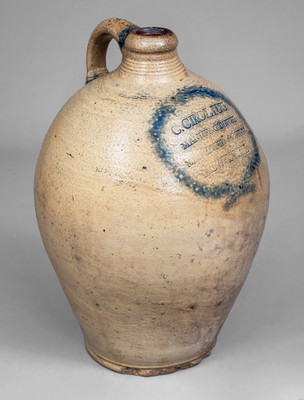 C. CROLIUS / MANUFACTURER / MANHATTAN-WELLS / NEW-YORK Stoneware Jug