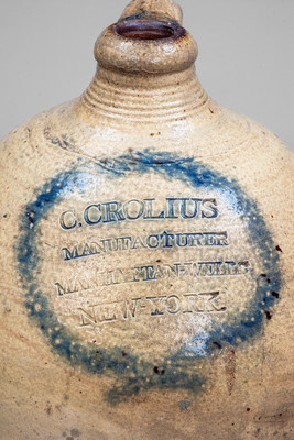 C. CROLIUS / MANUFACTURER / MANHATTAN-WELLS / NEW-YORK Stoneware Jug