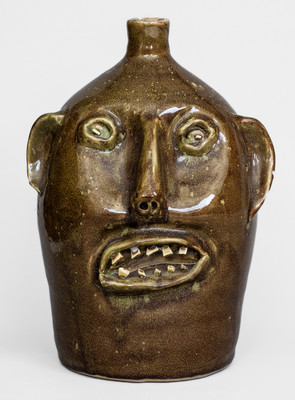 E.J. BROWN / Evan's / HANDMADE / ARDEN, N.C. Stoneware Face Jug