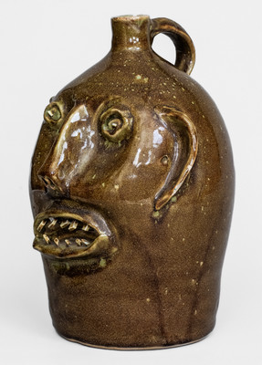 E.J. BROWN / Evan's / HANDMADE / ARDEN, N.C. Stoneware Face Jug