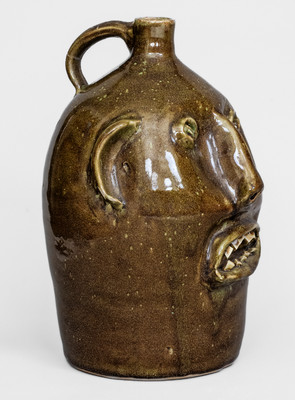 E.J. BROWN / Evan's / HANDMADE / ARDEN, N.C. Stoneware Face Jug