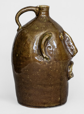 E.J. BROWN / Evan's / HANDMADE / ARDEN, N.C. Stoneware Face Jug
