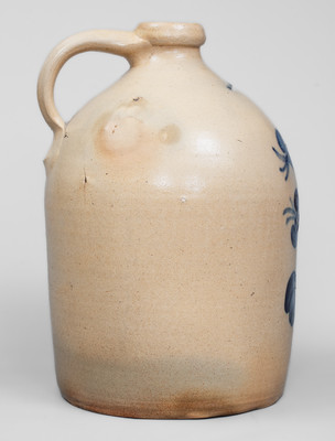 N. CLARK JR. / ATHENS, NY Stoneware Jug w/ Floral Decoration