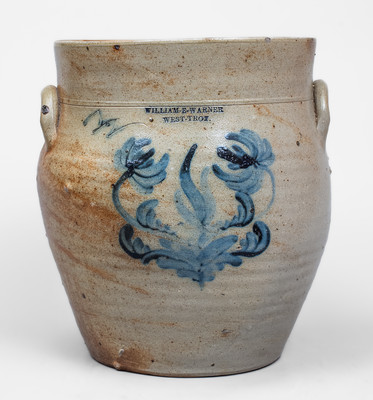 Rare WILLIAM E. WARNER / WEST TROY, New York Stoneware Jar w/ Incised