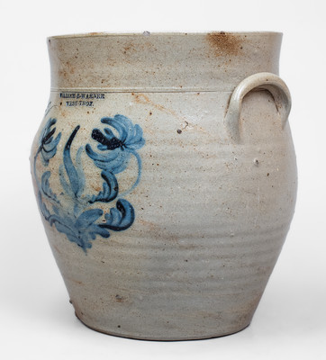 Rare WILLIAM E. WARNER / WEST TROY, New York Stoneware Jar w/ Incised