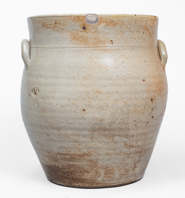 Rare WILLIAM E. WARNER / WEST TROY, New York Stoneware Jar w/ Incised 