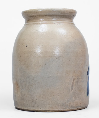 6 Qt. NEW YORK STONEWARE CO. / FORT EDWARD, NY Stoneware Jar w/ Bird Decoration