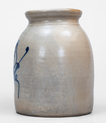 6 Qt. NEW YORK STONEWARE CO. / FORT EDWARD, NY Stoneware Jar w/ Bird Decoration