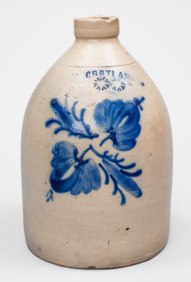 1 Gal. CORTLAND, New York Stoneware Jug w/ Floral Decoration