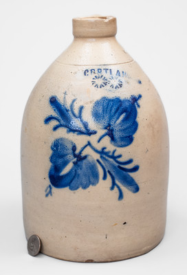 1 Gal. CORTLAND, New York Stoneware Jug w/ Floral Decoration