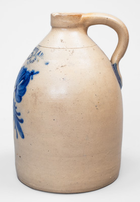 1 Gal. CORTLAND, New York Stoneware Jug w/ Floral Decoration
