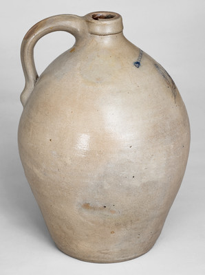 Ovoid I. SEYMOUR / TROY, New York Stoneware Jug w/ Incised Swan Decoration