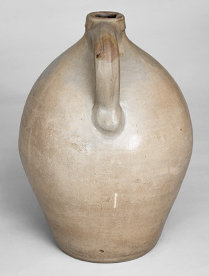 Ovoid I. SEYMOUR / TROY, New York Stoneware Jug w/ Incised Swan Decoration