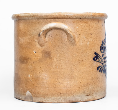C. F. ORCUTT & CO. / ALBANY, NY Stoneware Crock w/ Slip-Trailed Floral Decoration