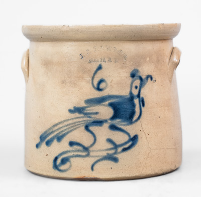 6 Qt. J. J. LAWLOR / ALBANY, NY Stoneware Crock w/ Bird Decoration