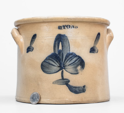 LYONS, New York Stoneware Crock w/ Floral Decoration