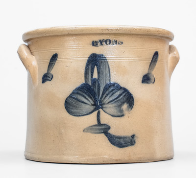 LYONS, New York Stoneware Crock w/ Floral Decoration