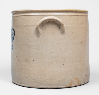 3 Gal. WM. E. WARNER / WEST TROY Stoneware Crock w/ Floral Decoration