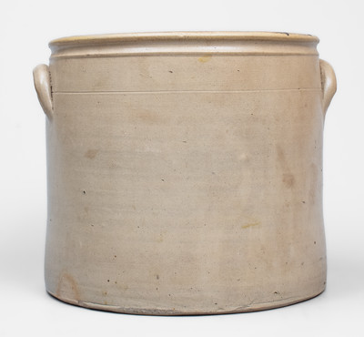 3 Gal. WM. E. WARNER / WEST TROY Stoneware Crock w/ Floral Decoration