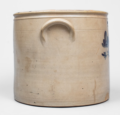 3 Gal. WM. E. WARNER / WEST TROY Stoneware Crock w/ Floral Decoration