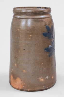 Unusual Large-Sized Western PA Stoneware Canning Jar w/ Floral Decoration