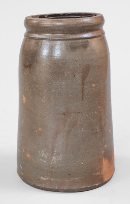 Unusual Large-Sized Western PA Stoneware Canning Jar w/ Floral Decoration