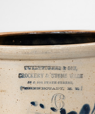 6 Qt. Stoneware Jar w/ Elaborate SCHENECTADY, NY Impressed Advertising