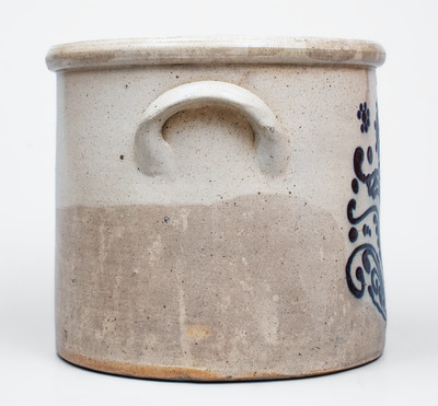 ALBANY, NY Stoneware Crock w/ Slip-Trailed Floral Decoration, third quarter 19th century