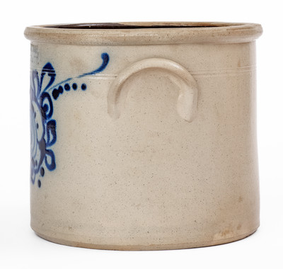J. & E. NORTON / BENNINGTON, VT Stoneware Crock w/ Floral Decoration