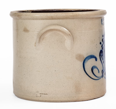J. & E. NORTON / BENNINGTON, VT Stoneware Crock w/ Floral Decoration