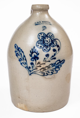 2 Gal. J. & E. NORTON / BENNINGTON, VT Stoneware Jug w/ Floral Decoration