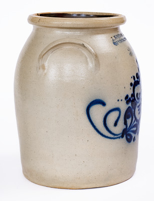 2 Gal. J. NORTON & CO. / BENNINGTON, VT Stoneware Jar w/ Floral Decoration