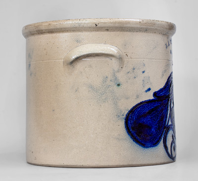 N. A. WHITE & SON / UTICA, NY Stoneware Crock w/ Paddletail Bird Decoration